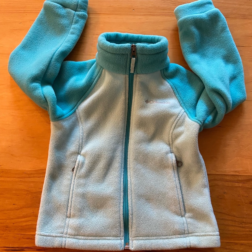COLUMBIA Kids Turquoise and Light Blue Fleece Jacket